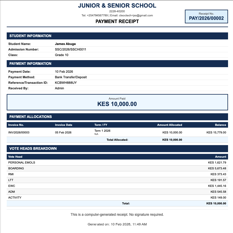 Payment Receipt Sample